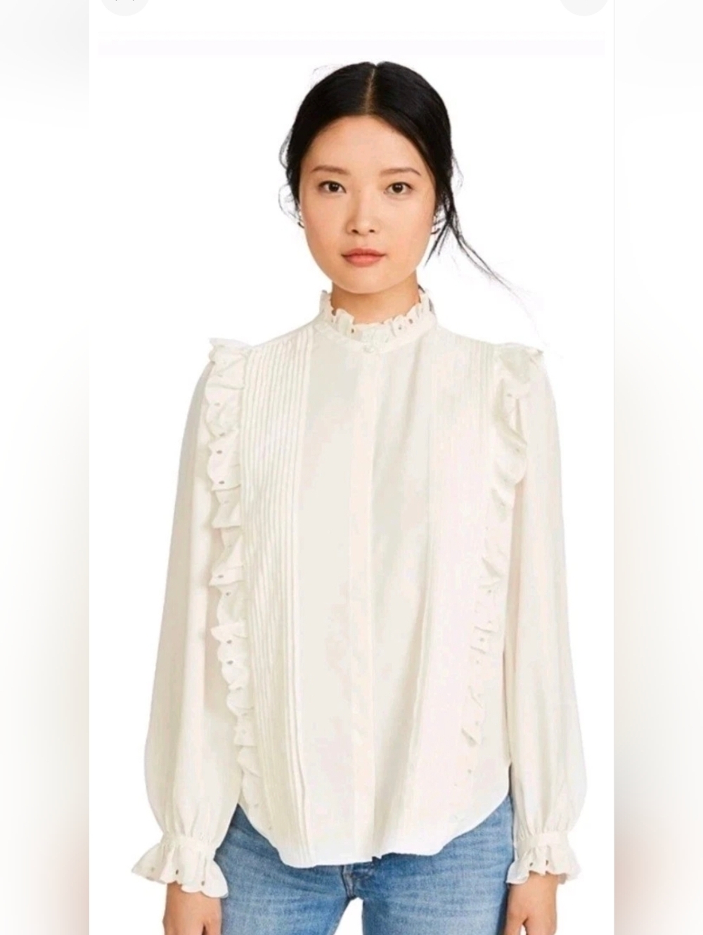 NWT Joie Cheyanne Blouse in Porcelain sz XL ---- Retail- $278